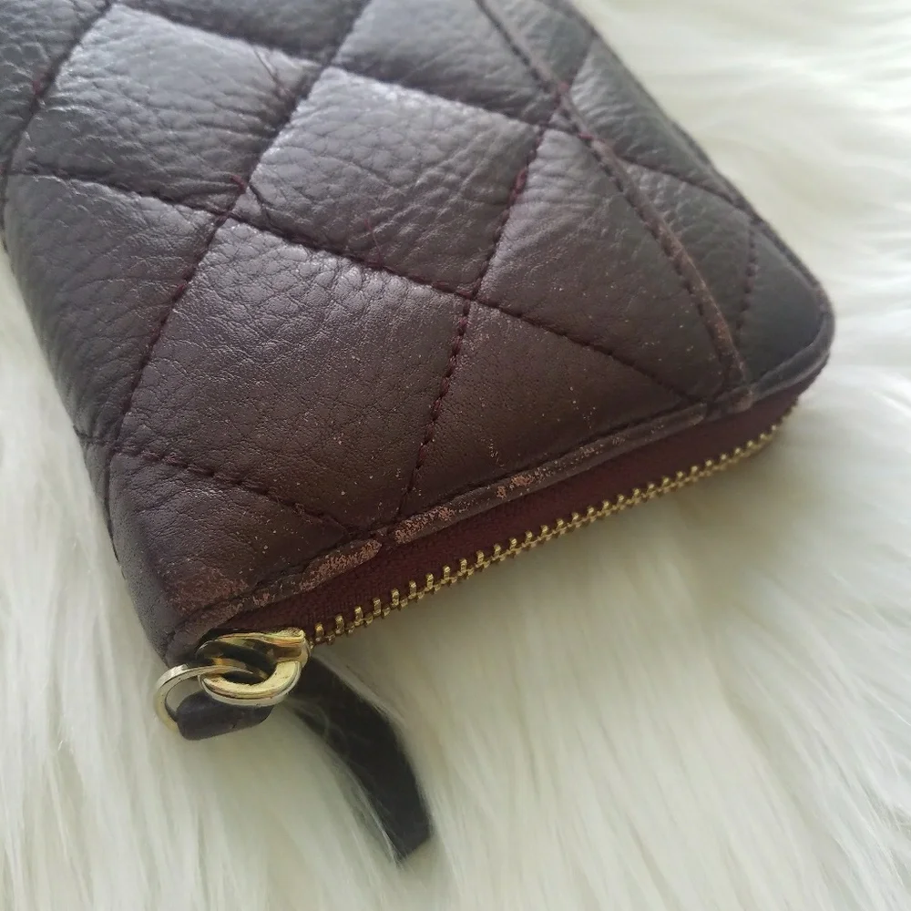 Kate Spade oxblood Quilted Zip Around Wallet
